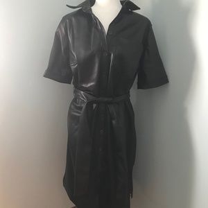 Plus size vegan leather button down dress Size 14